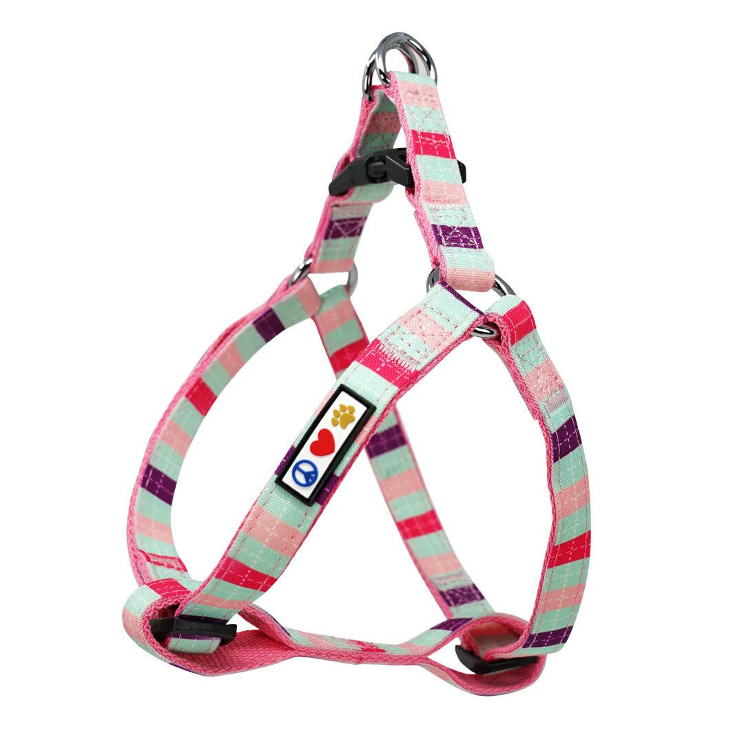 Pawtitas Pet Adjustable Solid Color Step In Puppy/Dog Harness 6 Feet Matching Collar And Harness Sold Separately Small Teal/Pink