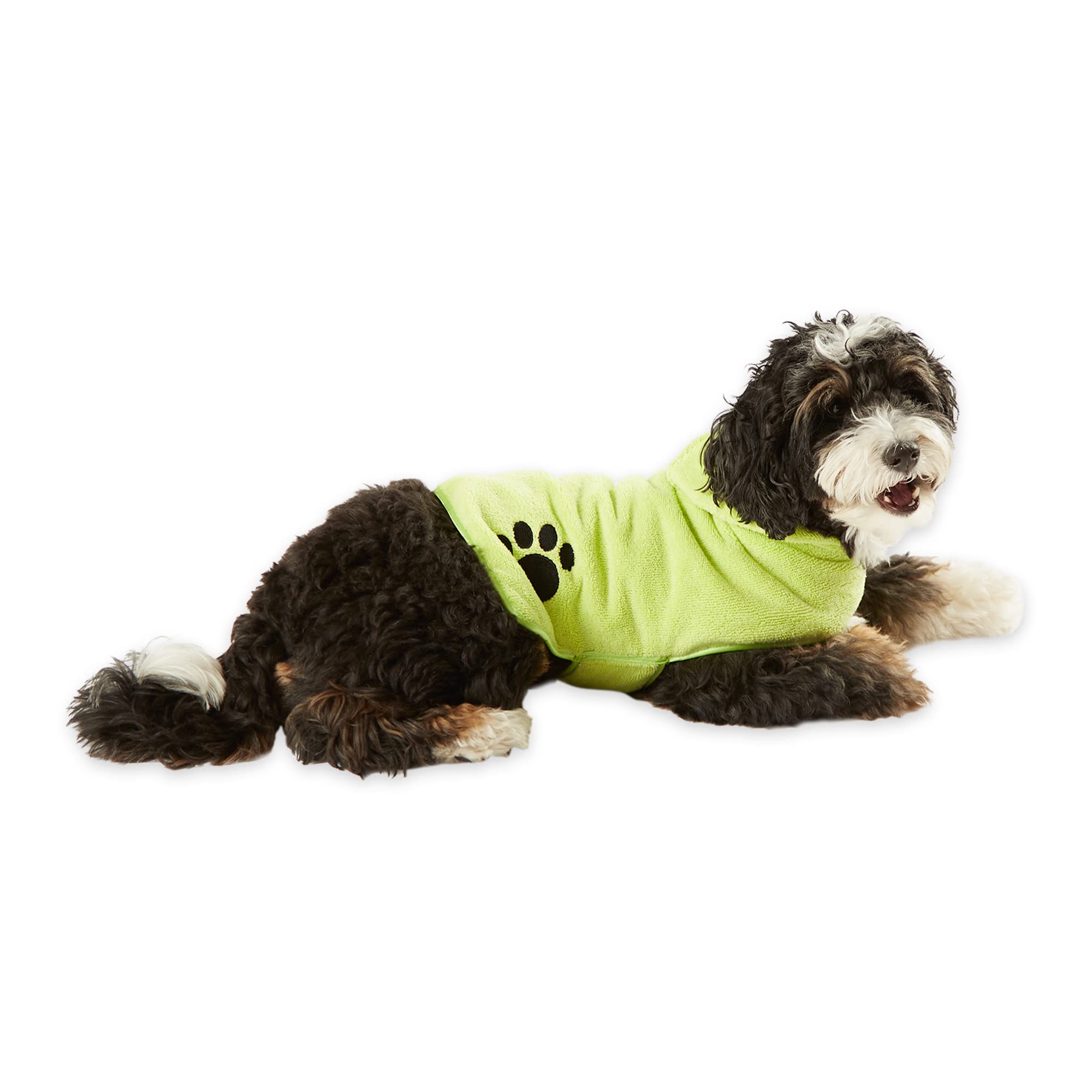 LETTUCE GREEN - EMBROIDERED PAW SMALL PET ROBE