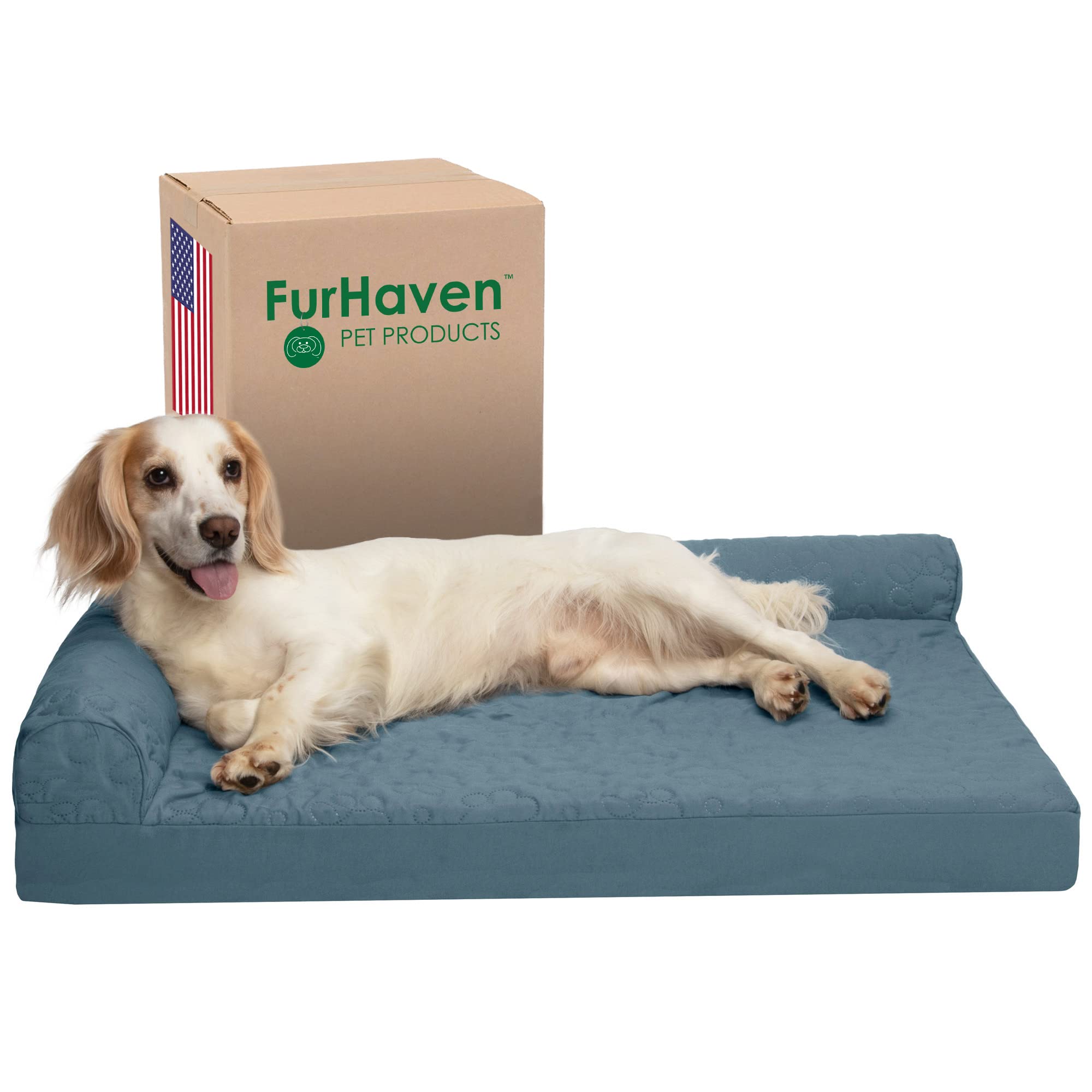 Furhaven Memory Foam Dog Bed For Large/Medium Dogs W/ Removable Bolsters & Washable Cover, For Dogs Up To 55 Lbs - Pinsonic Quil