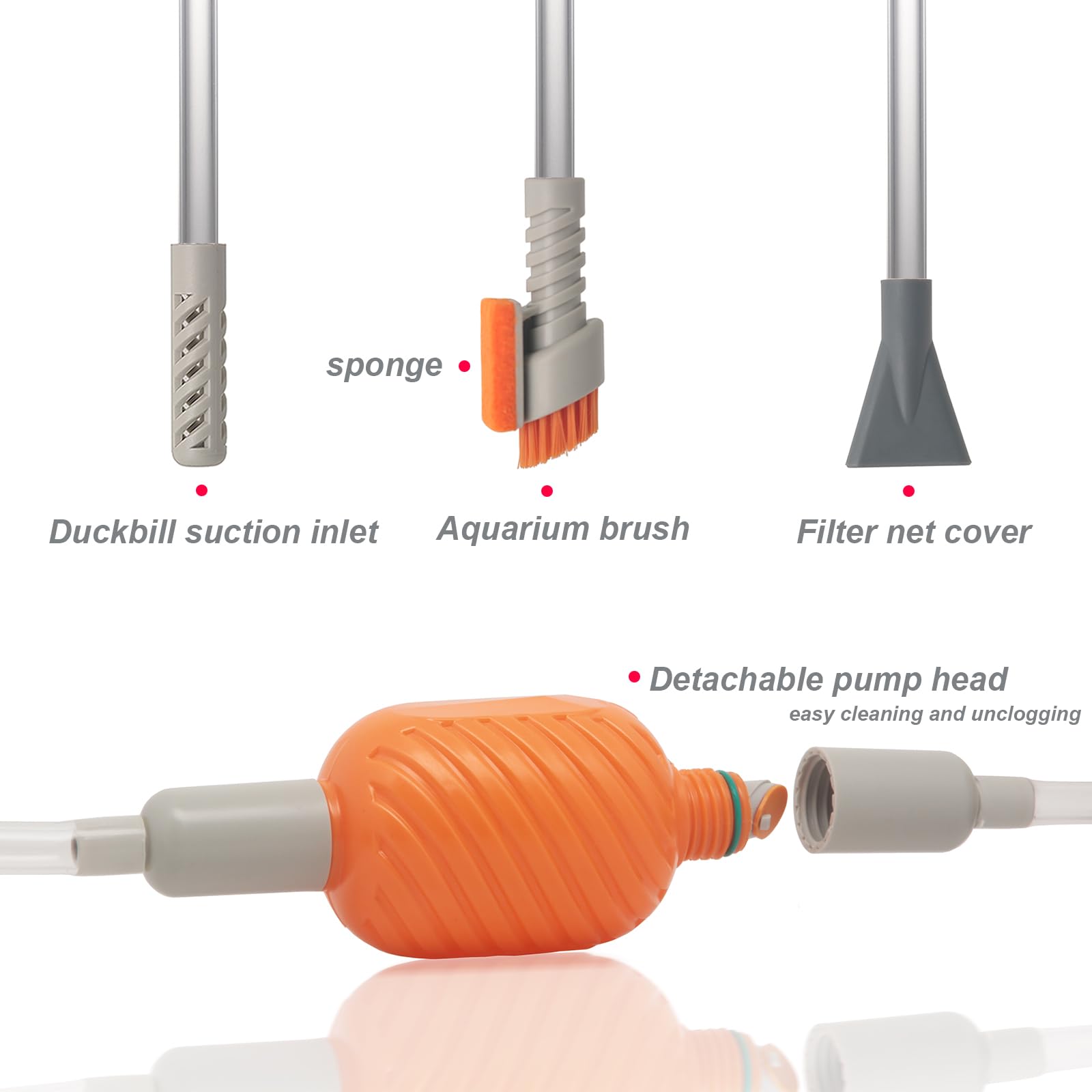 Arepk Compact Aquarium Siphon Vacuum And Water Changer Kit With Cleaning Brush. Perfect For Simultaneous Water Changing And Clea