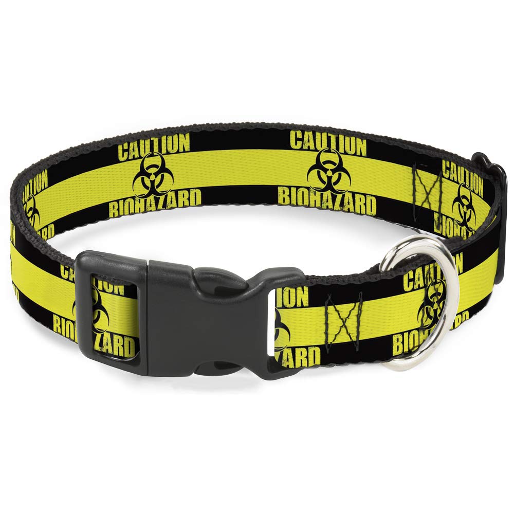 Buckle-Down 16-23 Caution Biohazard Black/Yellow Plastic Clip Collar, Wide Medium