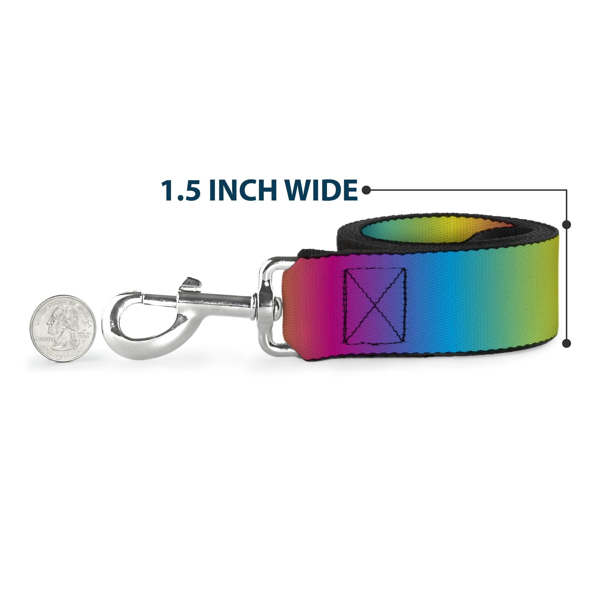 Buckle-Down Pet Leash - Rainbow Ombre - 4 Feet Long - 1.5 Wide