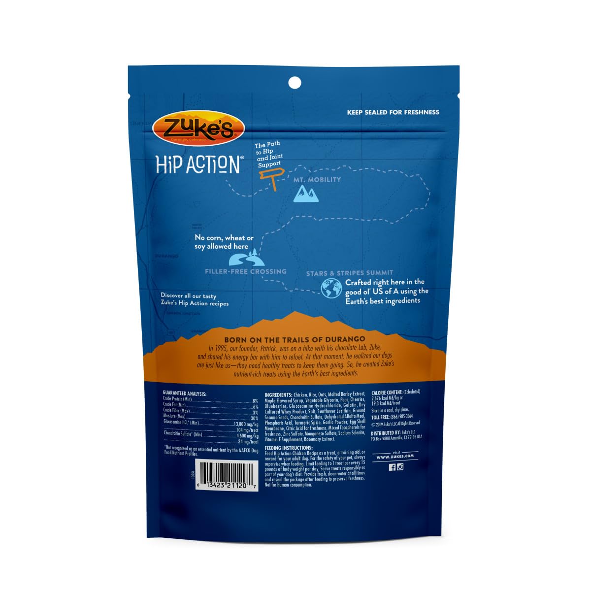 Zukes Hip Action, Hip And Joint Support Treats, Soft And Chewy Natural Dog Chicken Treats, Chicken Recipe - 16.0 OZ Bag