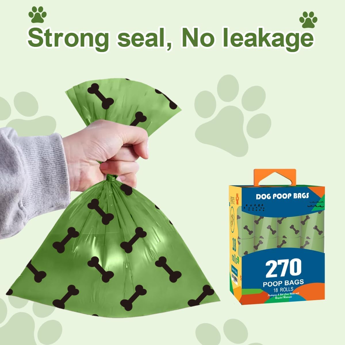 Strong Green Leak Proof Waste Bag for Dogs-270 Large Poop Bags,Biodegradable Dog Poo Bags with Corn Starch Blended Compostable B
