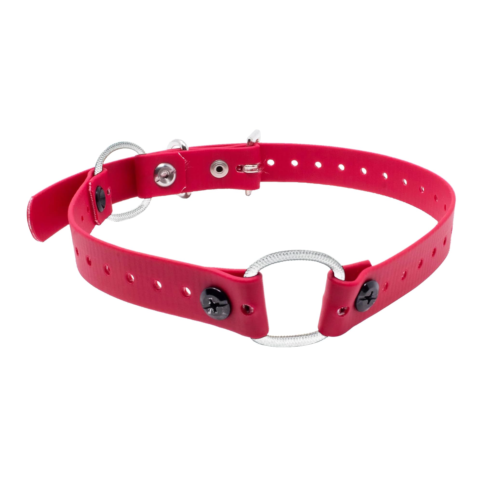Educator Dog Mini Double Bungee Dog Collar, Biothane, Waterproof, Odorproof, Metal Buckle And D Ring With Two Comfort Loops, Adjustable For Custom Fit, 3/4-Inch, Red