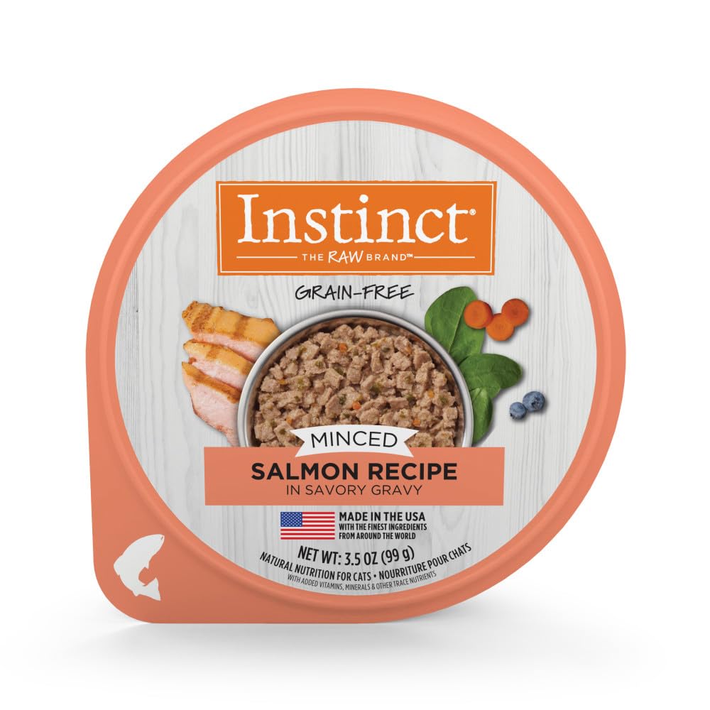 Instinct Grain Free Minced Recipe with Real Salmon Natural Wet Cat Food, 3.5 oz. Cups (Case of 12)