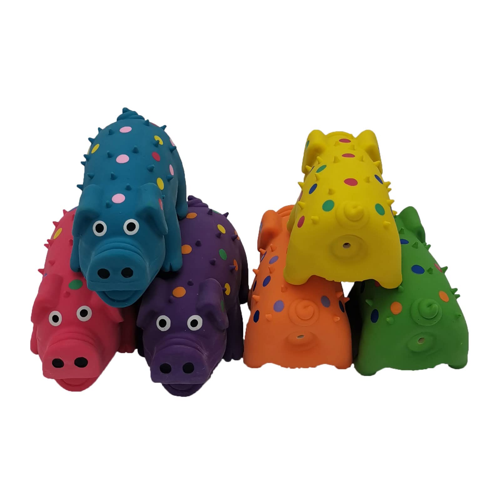 Hoiasem 6 Pack 4 Inch Mini Latex Dog Squeaky Toys Polka Dot Piglet Pig Dog Toy For Mimi Small Dogs
