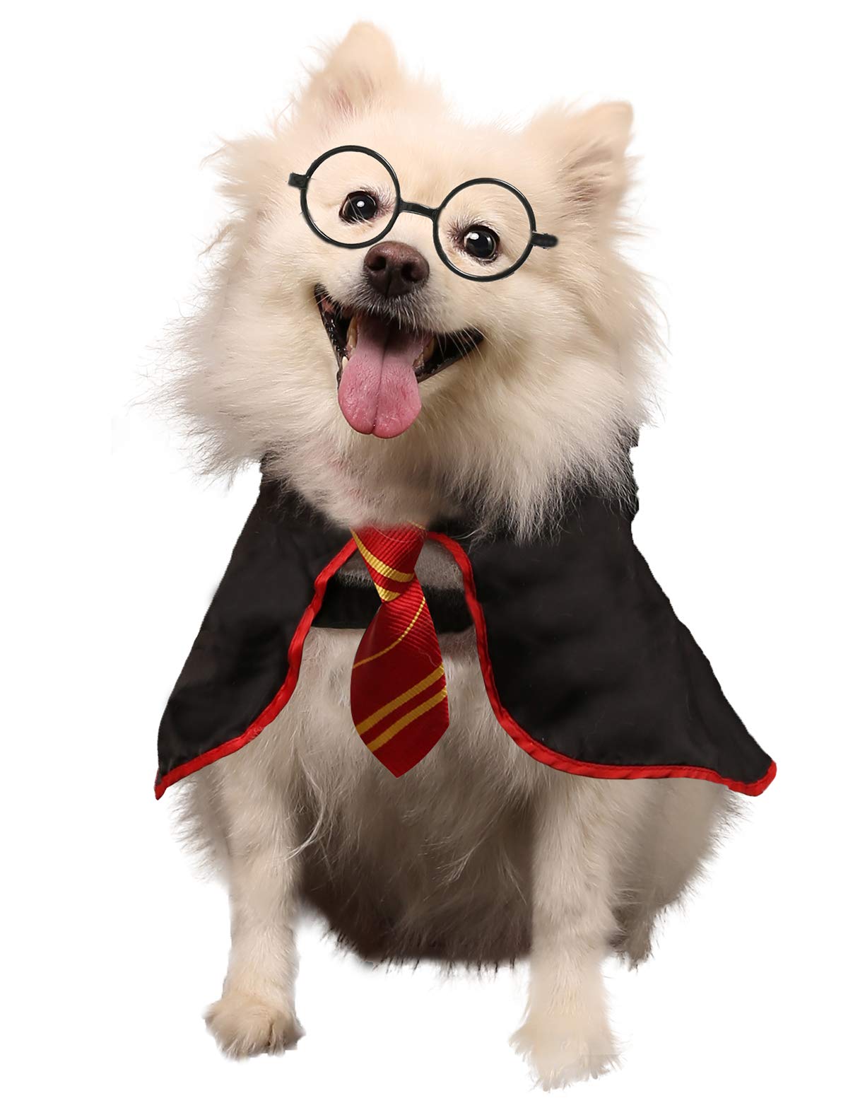 Coomour Halloween Dog Costume Pet Wizard Shirt Cat Soft Clothes For Dogs Cats Soft Hoodies With Glasses (Medium)