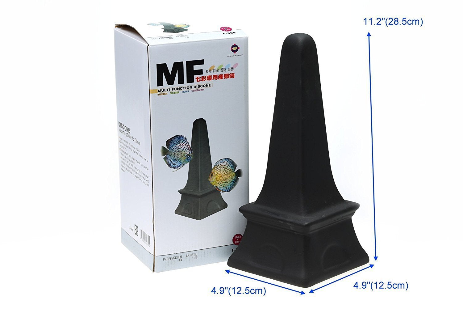 Ceramic Spawning Cone For Discus Breeding Cones Cave 11.2'', Black, Model Number: Ua-908
