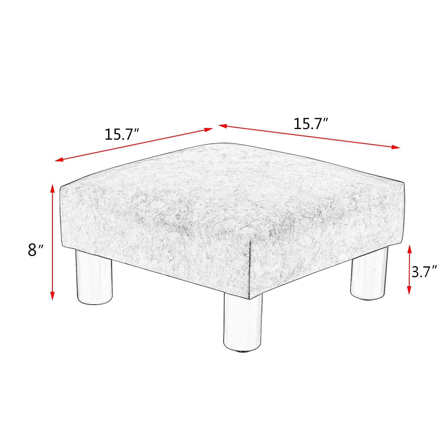 Joveco Ottoman Footrest Stool Small Pu Leather Square Footstool (Brown #1)