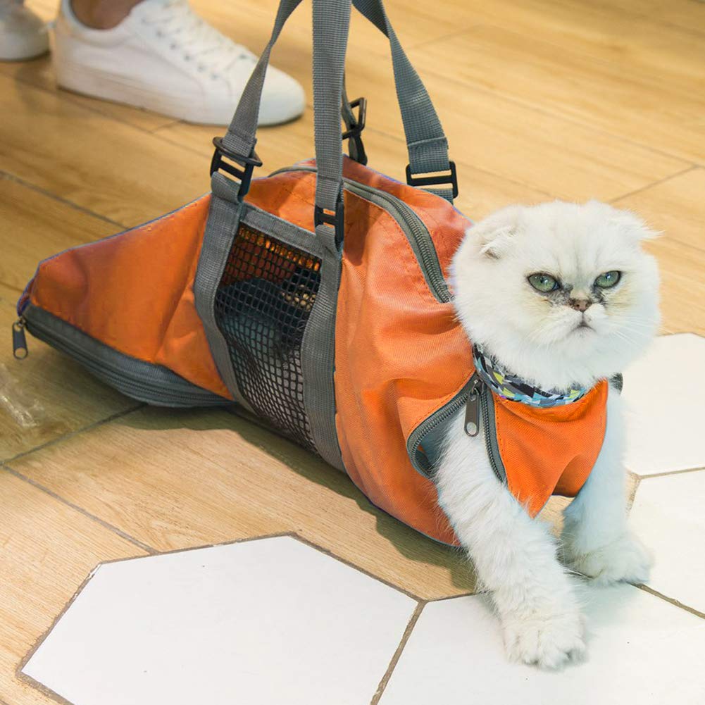 Cinf Cat Nail Clipping Cleaning Grooming Restraint Bag No Scratching Biting For Bathing Nail Trimming Injecting Examining(Orange