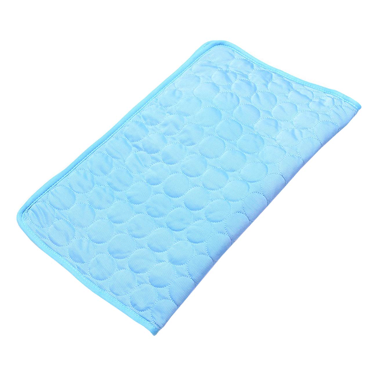 Wontee Pet Cooling Mat Dog Ice Silk Pad Blanket Washable Summer Sleeping Bed For Cats Dogs Kennel Sofa Bed Floor Travel Car Seats (Blue + Grey) (L)