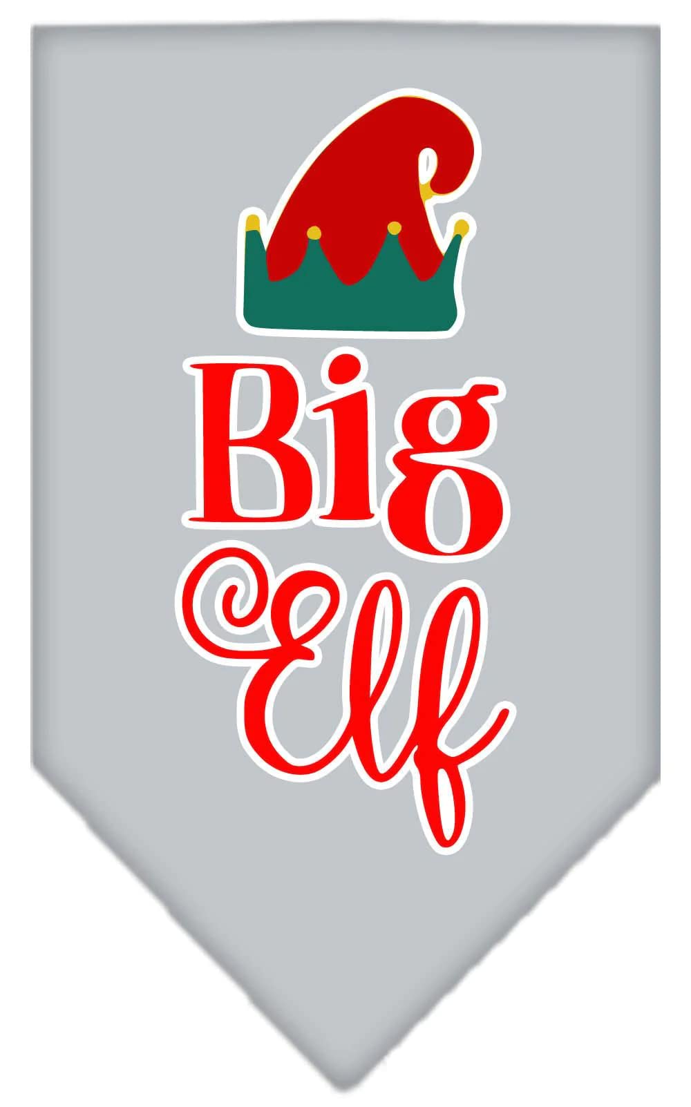 Christmas Pet and Dog Bandana Screen Printed, "Big Elf" Navy Blue Large