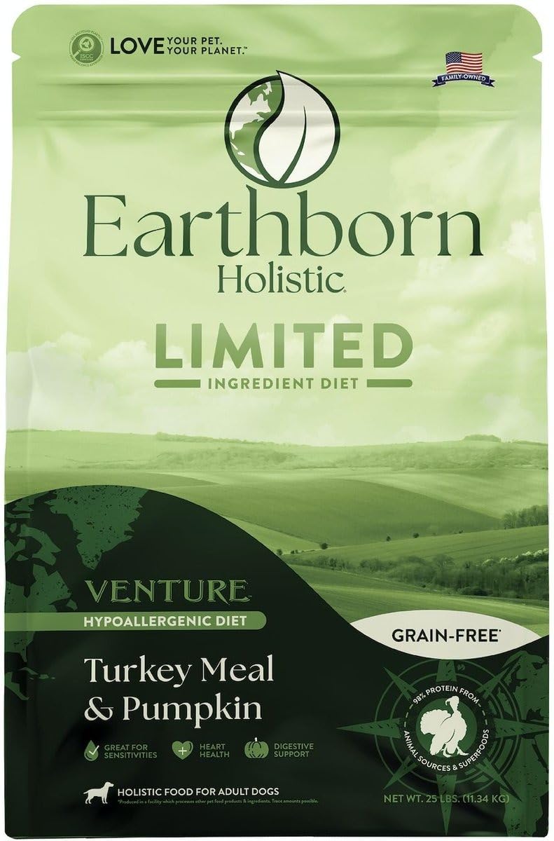 Earthborn Holistic Venture Turkey Meal and Butternut Squash Limited Ingredient Diet Grain Free Dry Dog Food, 4 lb. (034846570328