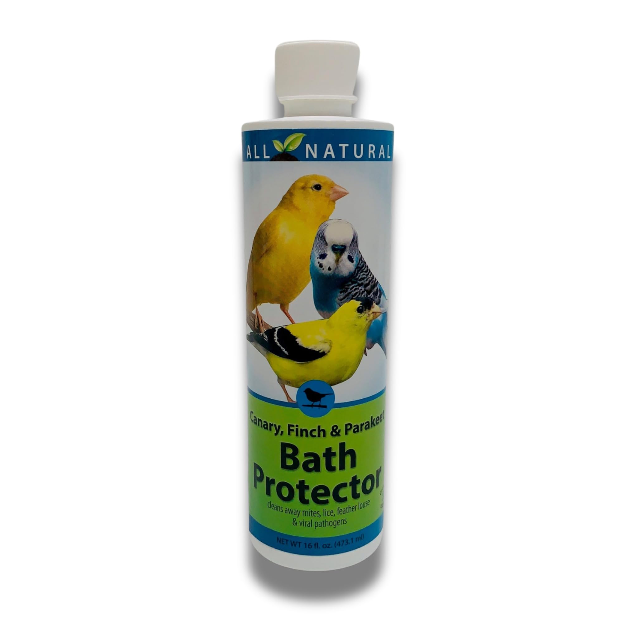Care Free Enzymes Canary, Finch & Parakeet Bath Protector, 16 oz, Gentle Bird Bath Additive for Pet Birds, Helps Keep Bath Water