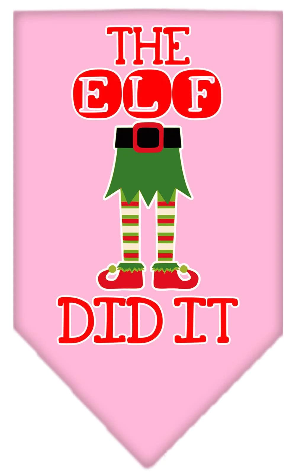 Christmas Pet and Dog Bandana Screen Printed, "The Elf Did It" Turquoise Large