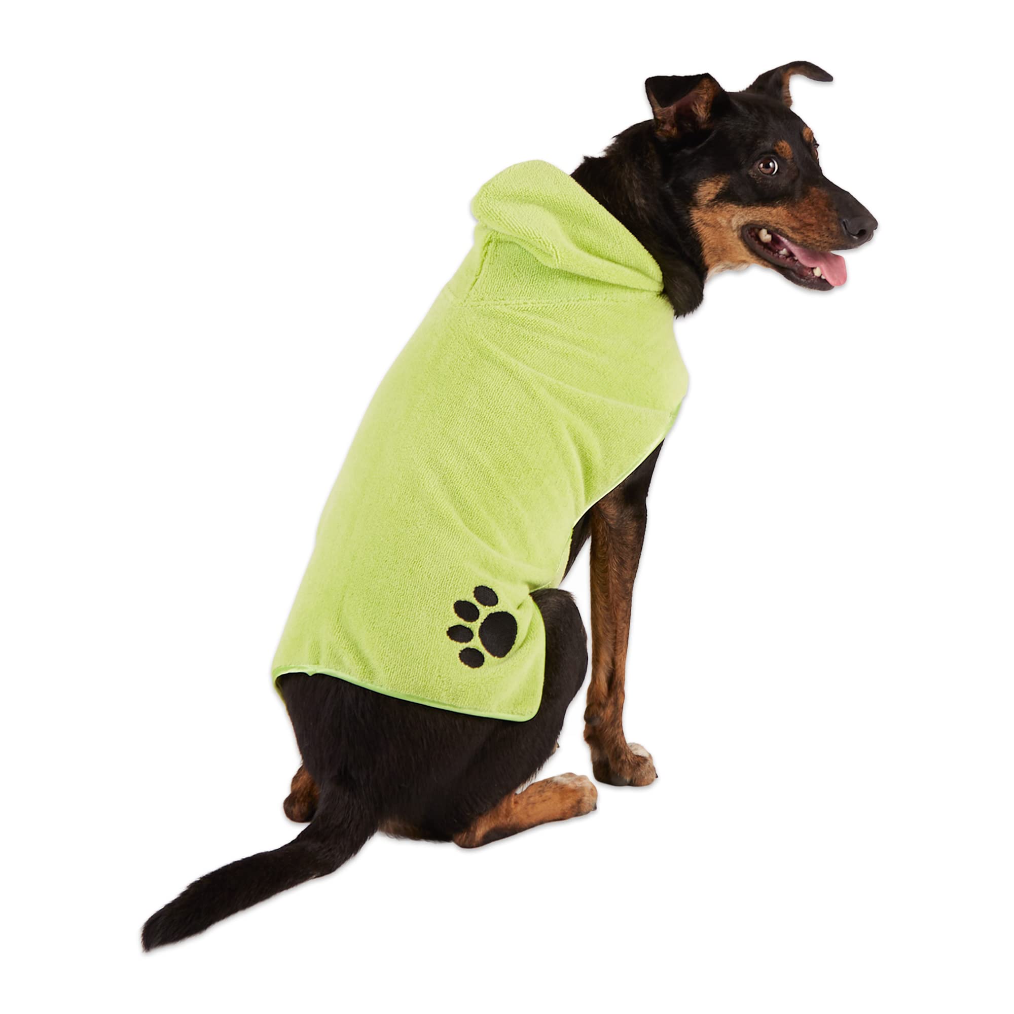 LETTUCE GREEN - EMBROIDERED PAW MEDIUM PET ROBE