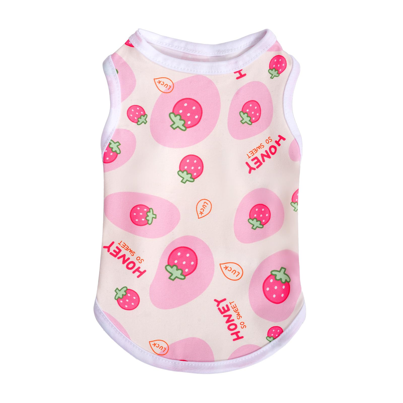 Pistha Pink Dog Shirts Cute Summer Dog Clothes Soft Pet T-Shirt Printed Puppy Shirt For Small Medium Dogs Cats Girl(Strawberry,X