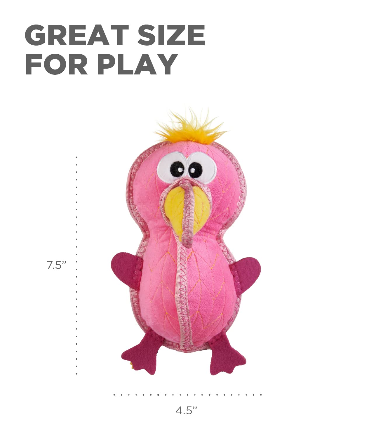 Outward Hound Xtreme Seamz Flamingo Squeaky Durable Dog Toy