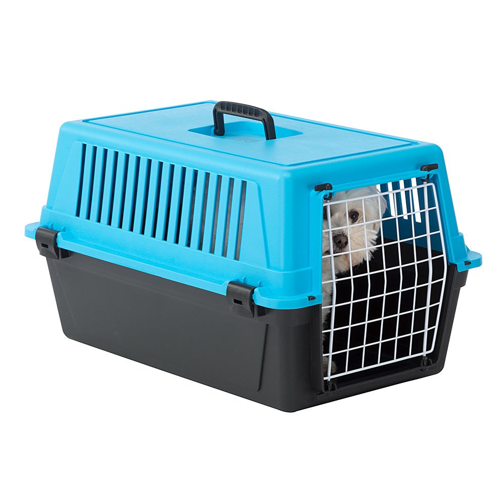 Ferplast Atlas 20 Cat and Dog Carrier, Blue, 22.8"L x 14.6"W x 12.6"H, Plastic, Model 73008715US1