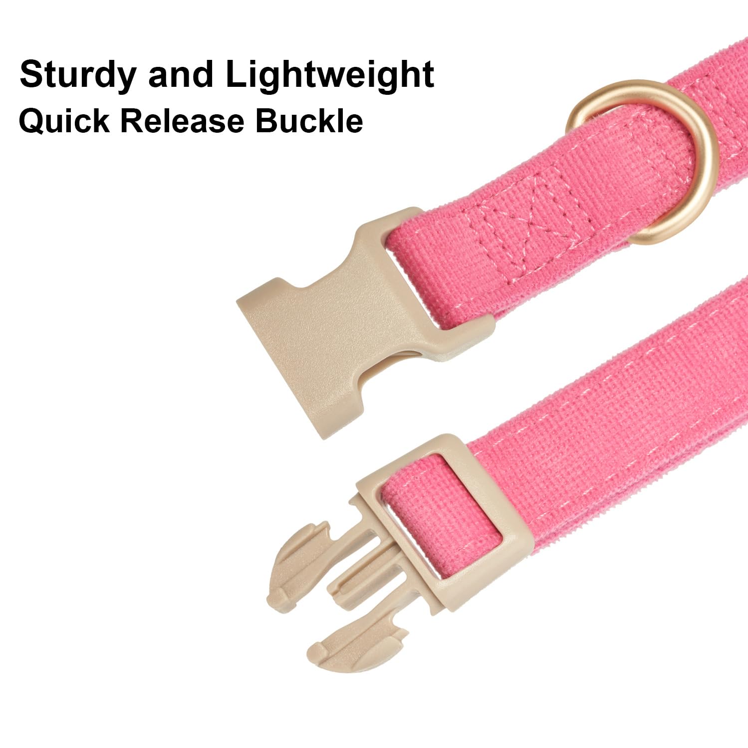 Yudote Soft Cotton Dog Collar Adjustable Corduroy Dog Collars For Small Medium Large Female Dogs(Hot Pink,Medium)