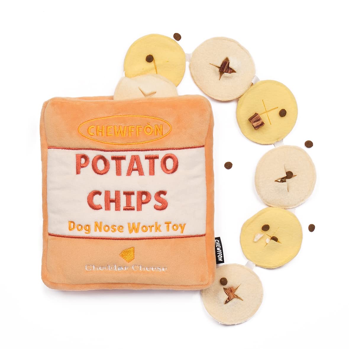 CHEWFFON Interactive Dog Toys, Enrichment Snuffle Crinkle Treat Puzzle Toys for Boredom and Stimulating, Nose Work Potato Chips 