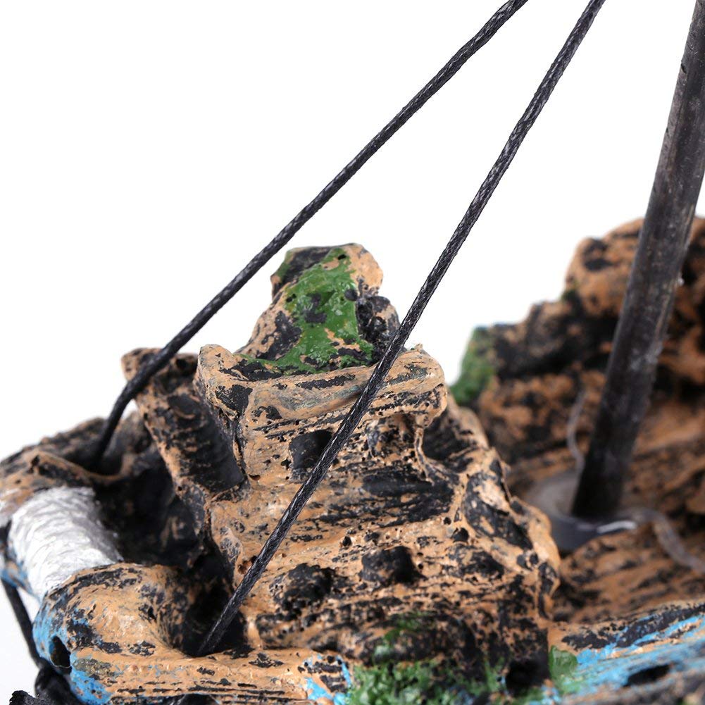 Slocme Aquarium Resin Boat Ornament - Fish Tank Shipwreck Decorations Sunken Ship Ornament,Aquarium Ornament For Freshwater Saltwater Tanks