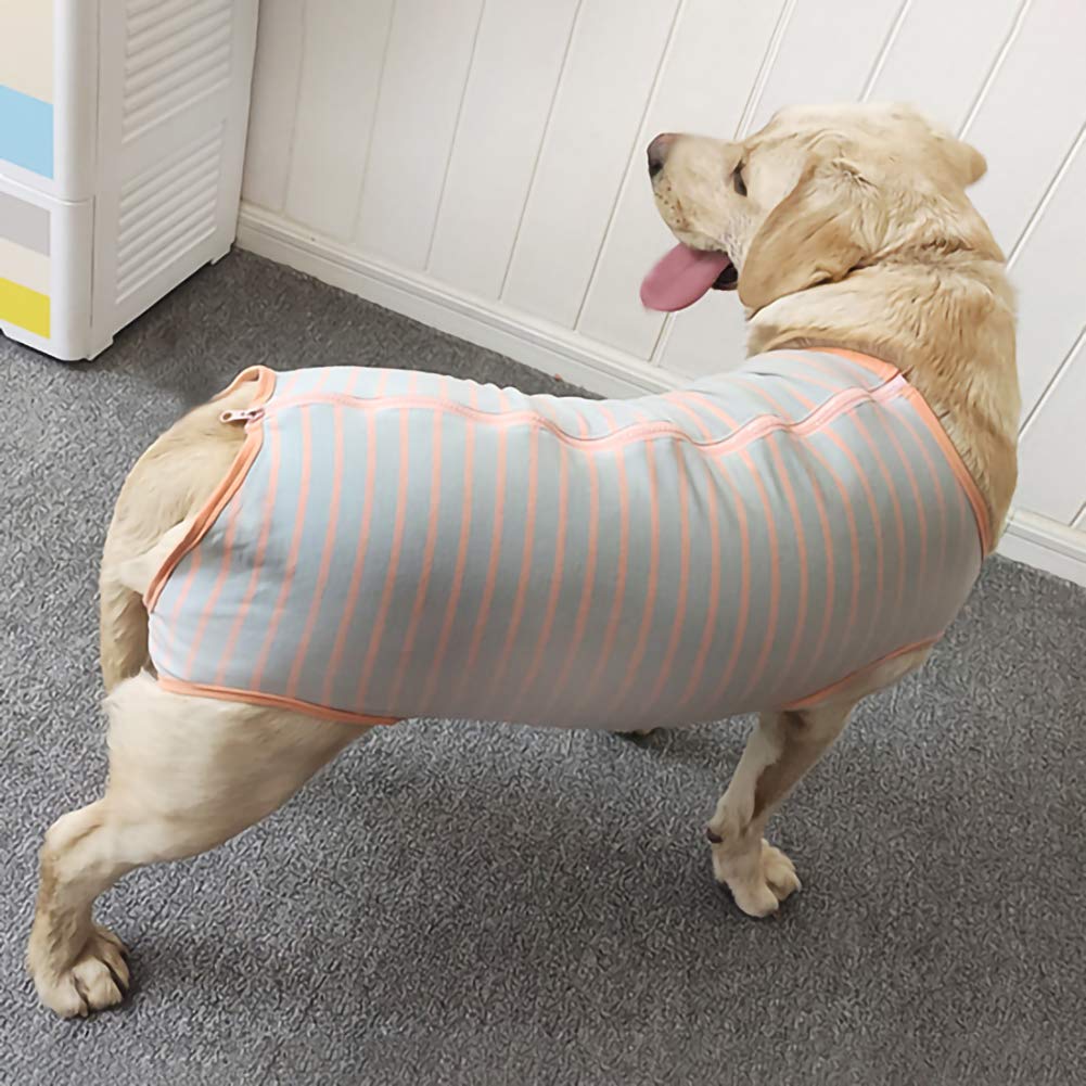 Dogs Recovery Suit Post Surgery Shirt For Female Male Dog, E-Collar Alternative Wound Protective Clothes (Grey Orange-3Xl)