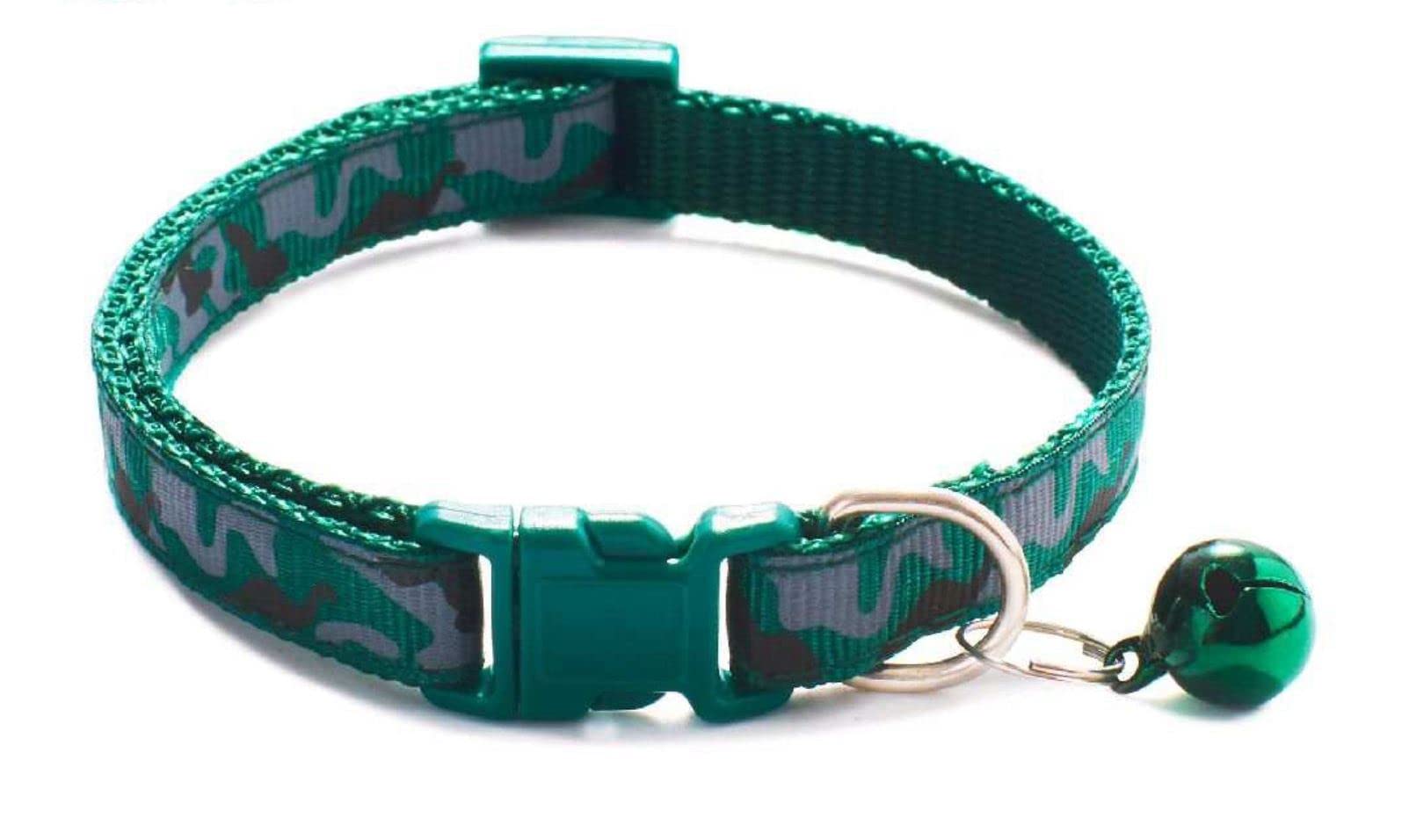 Litvibes Cat Collar With Bell,Kitten And Small Dogs Soft Adjustable Collar,Safe,Breakaway For Cats And Puppies  Dark Green (Cam