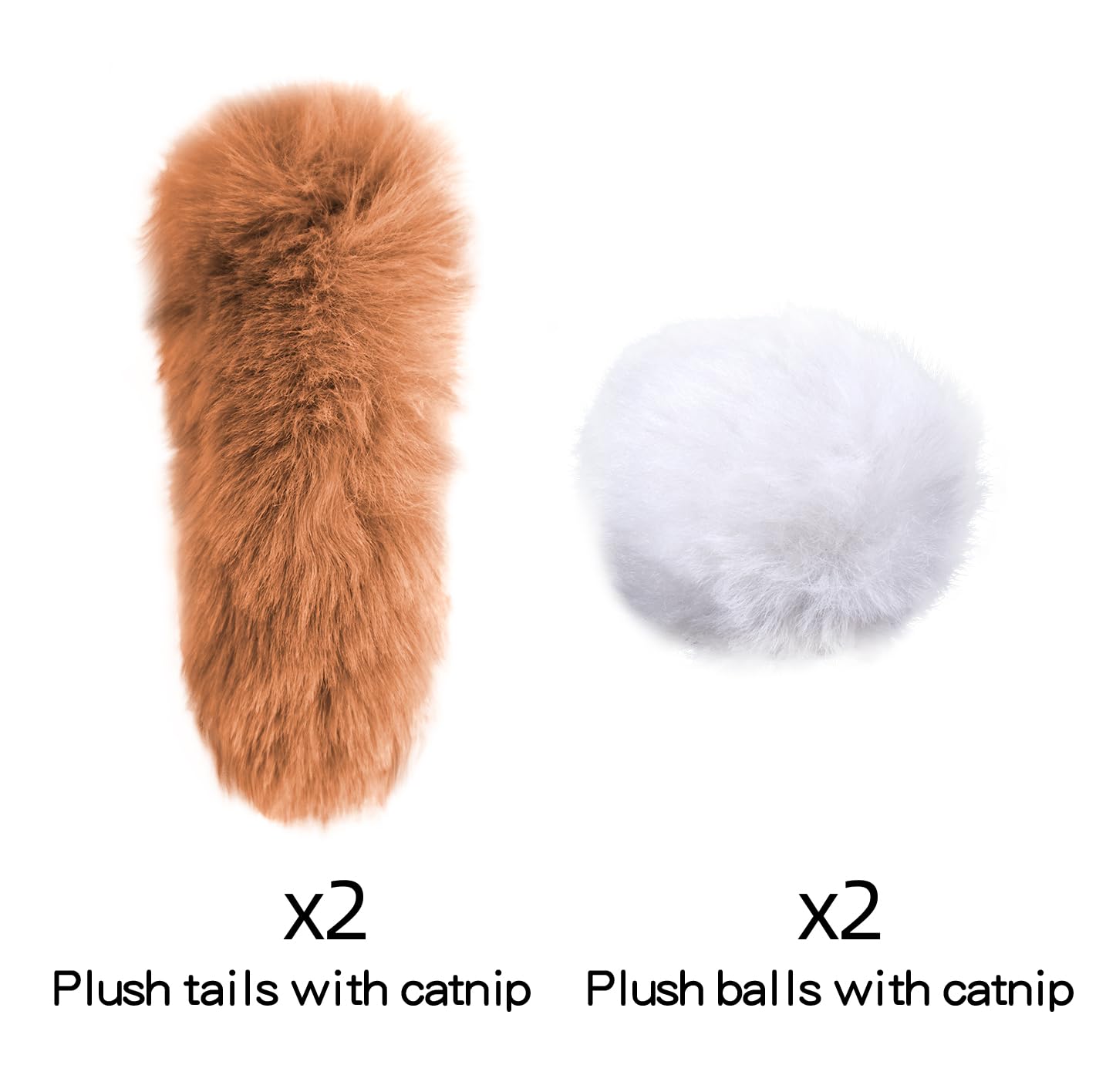Migipaws Hide And Seek Replacements,2 Plush Balls With Catnip,2 Plush Tails With Catnip,Kitty Kitten Catnip Exercise Toys