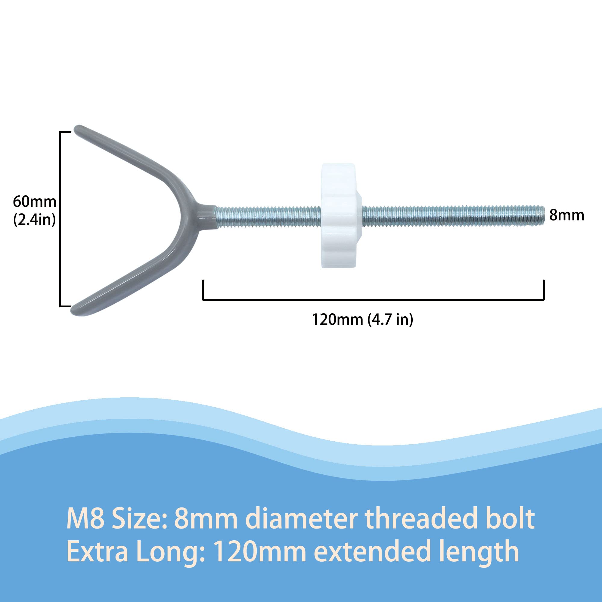 Baby Gate Banister Adapter Y-Spindle Rods - M8(8mm) for Pressure Mounted Baby and Pet Safety Stair Gates with Extra Long Wall Mo