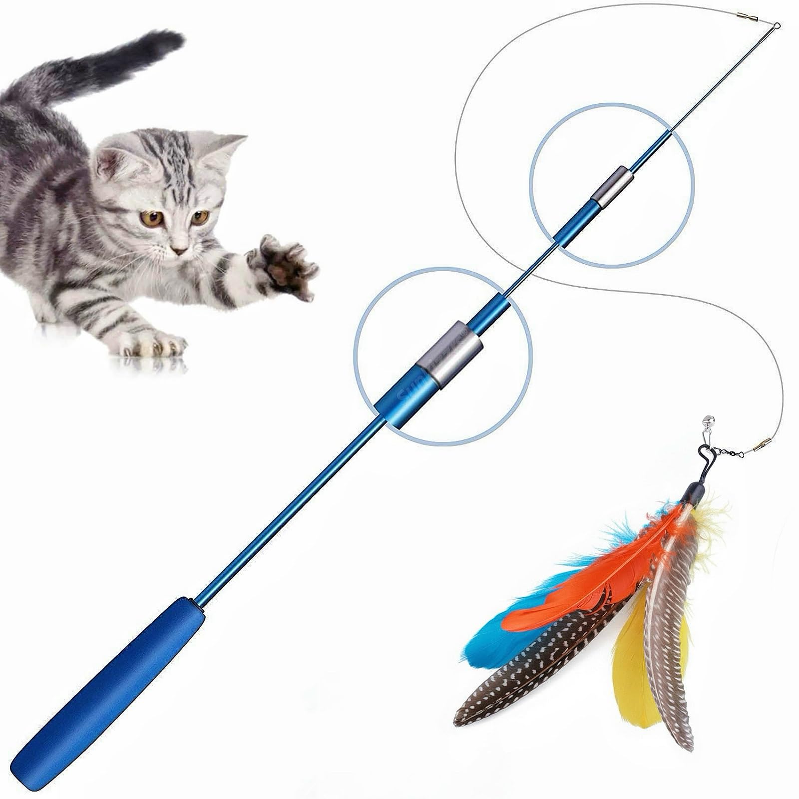Sunkizzrs Interactive Cat Feather Toy Set  Activity Toys For Kittens  Wand To Exercise Cats  Stick Toy For Indoor Persian Cat