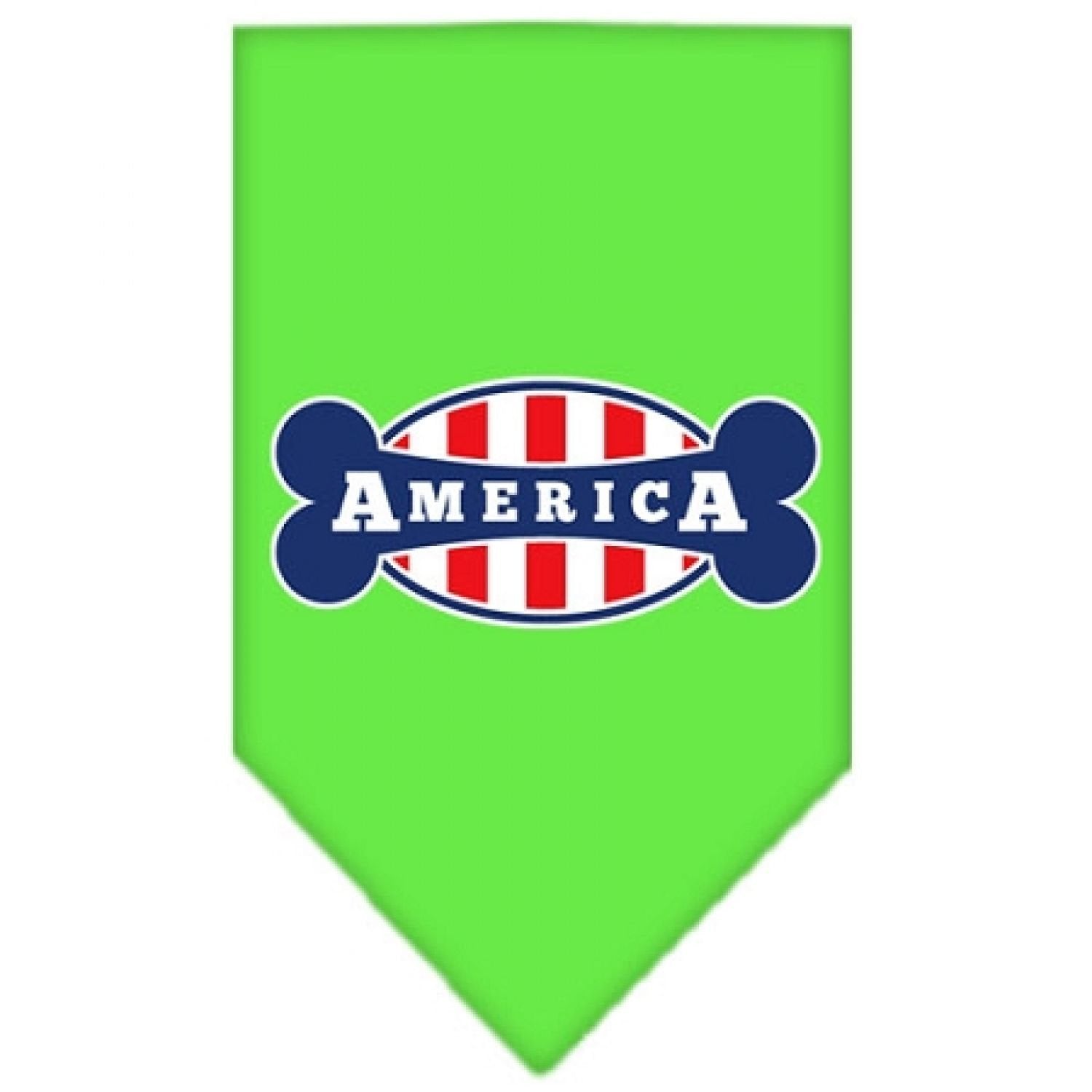 Mirage Pet Products Bonely in America Screen Print Bandana Lime Green, Small