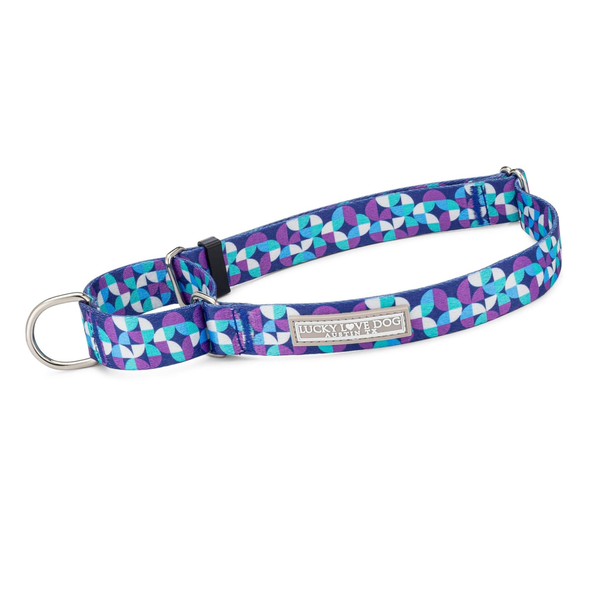 Lucky Love Dog Martingale Dog Collar - Adjustable, No-Slip, Comfortable, Durable, Soft Webbing & Stylish Patterned Collar For Ma