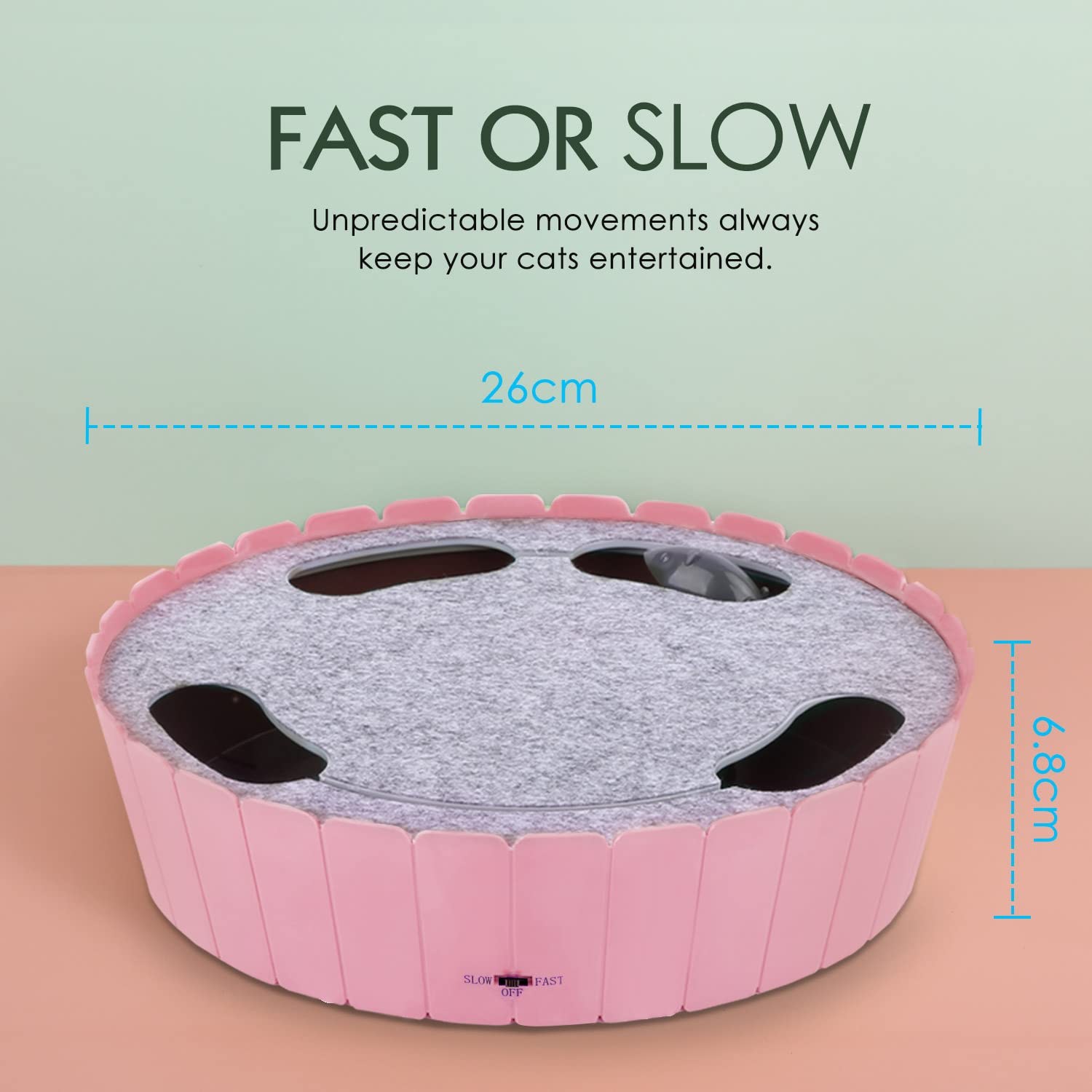 Pawaboo Interactive Toy With Running Mouse, Electronic Motion Cat Toy Automatic Teaser, Pop And Play Hide Seek Cat Toys Hunting
