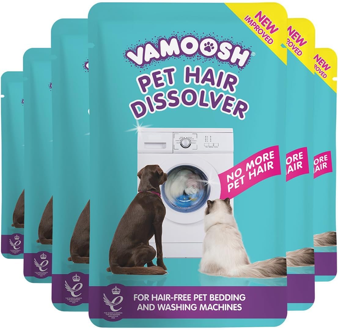 Vamoosh Pet Hair Dissolver- Pet Hair Remover For Washing Machines, 6X100G (2 Boxes), Removes Odor Dissolves Dog, Cat, Animal Fur, Cleans Pet Bedding In Washing Machine, Easy To Use, Up To 6 Washes