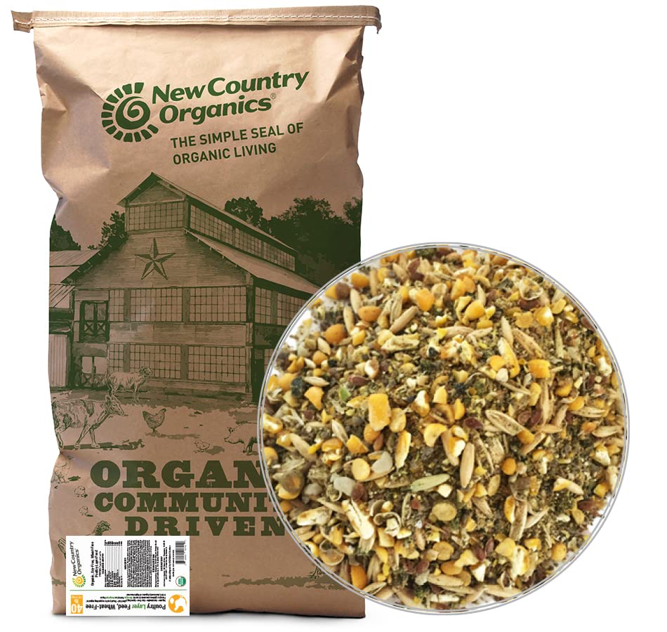 New Country Organics | Wheat-Free Chicken Feed 40lbs | Layer Feed for Laying Hens | Gluten-Free and Soy-Free | 17% Protein | Cer