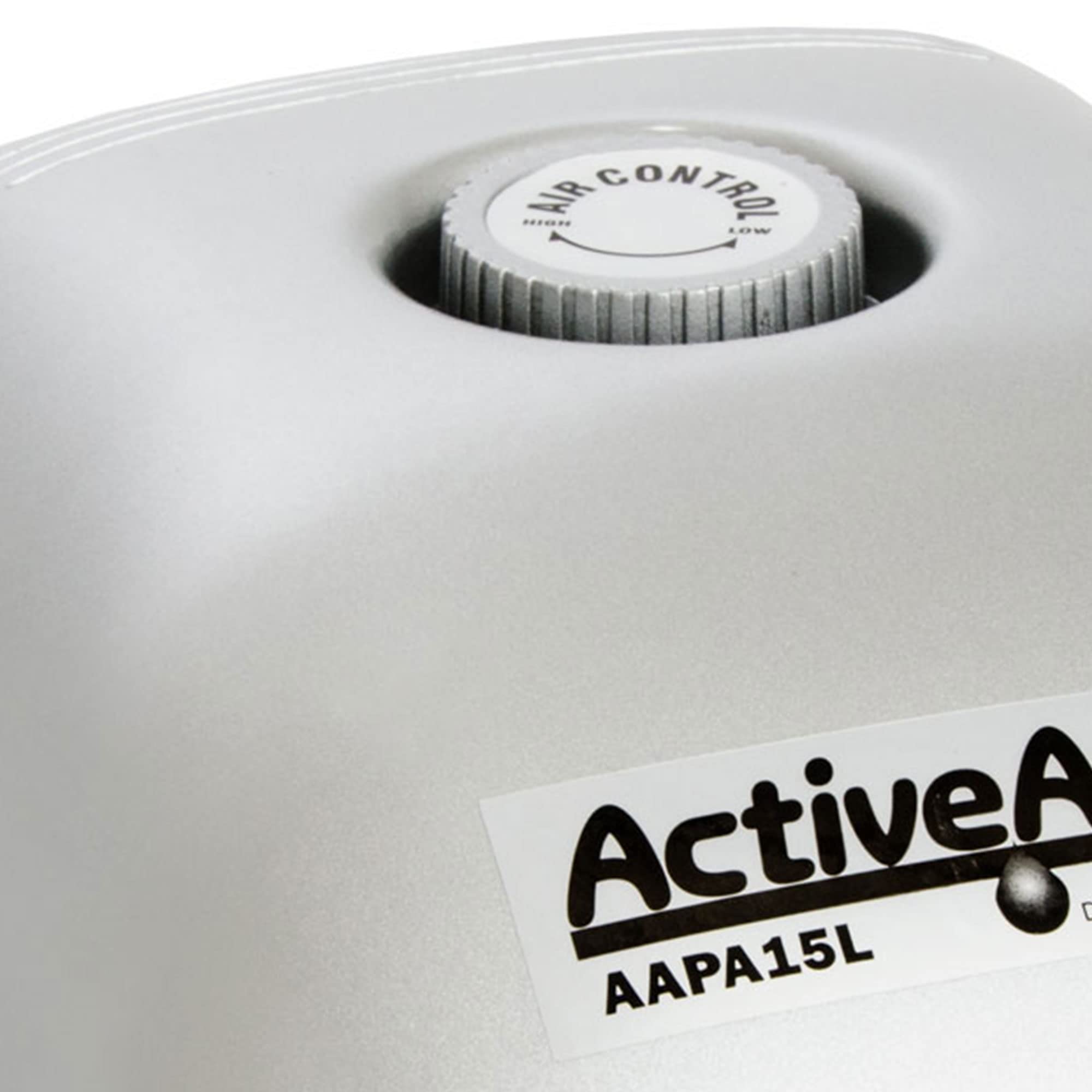 Hydrofarm Aapa15L Active Aqua, 4 Outlets, 6W, 15 L/Min Air Pump, Silver,Grey