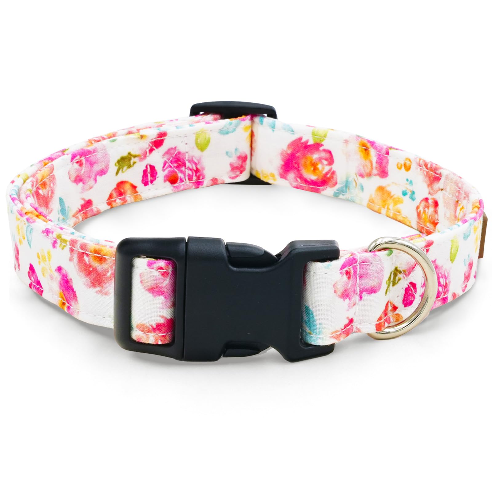 Tunkoo Flower Dog Collar, Cute Adjustable Premium Cotton Collar Durable Plastic Buckle For Small Medium Large Boys Girls Dogs, L