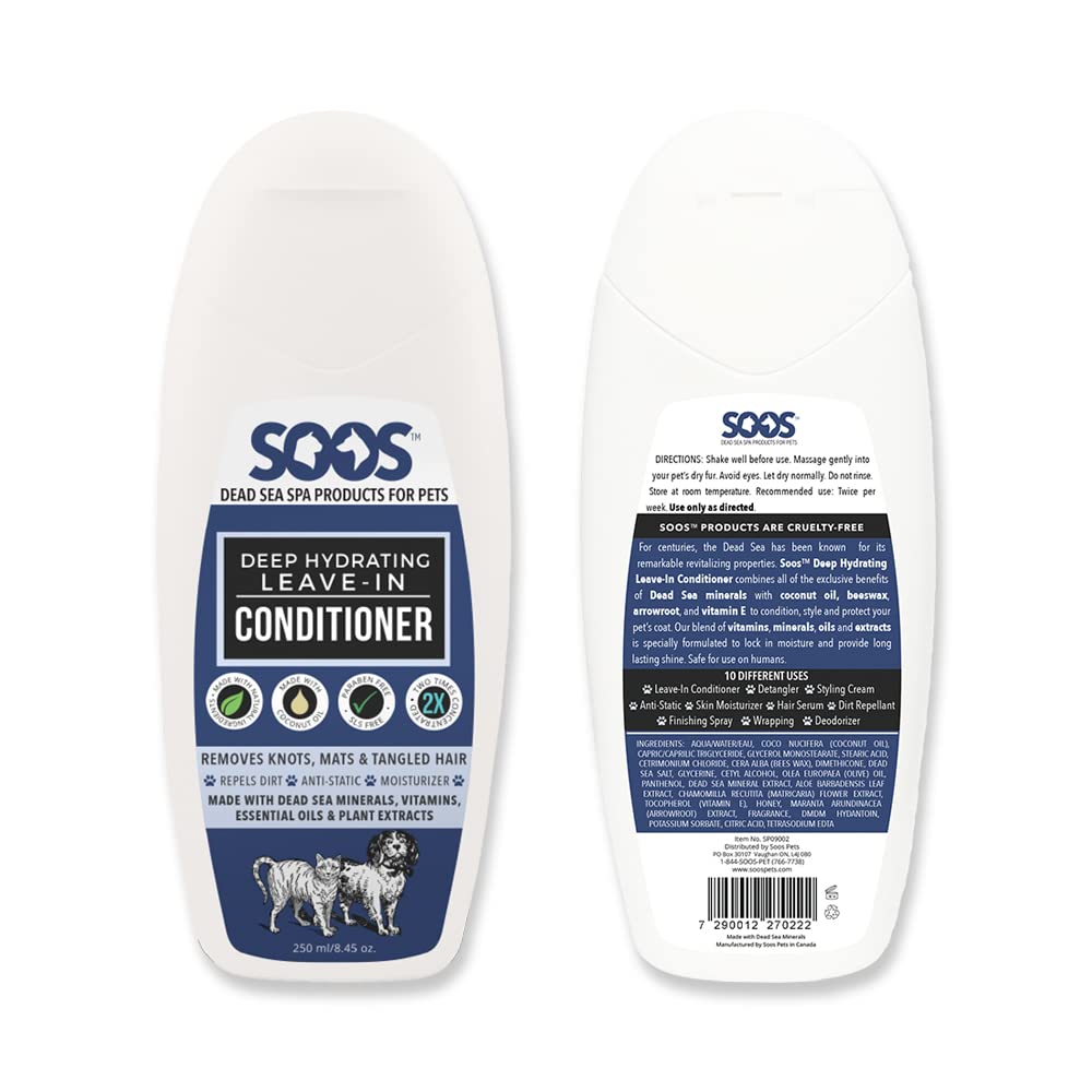 Soos Pets Natural Dead Sea Deep Hydrating Leave-In Conditioner, 250 Ml/8.45 Oz.