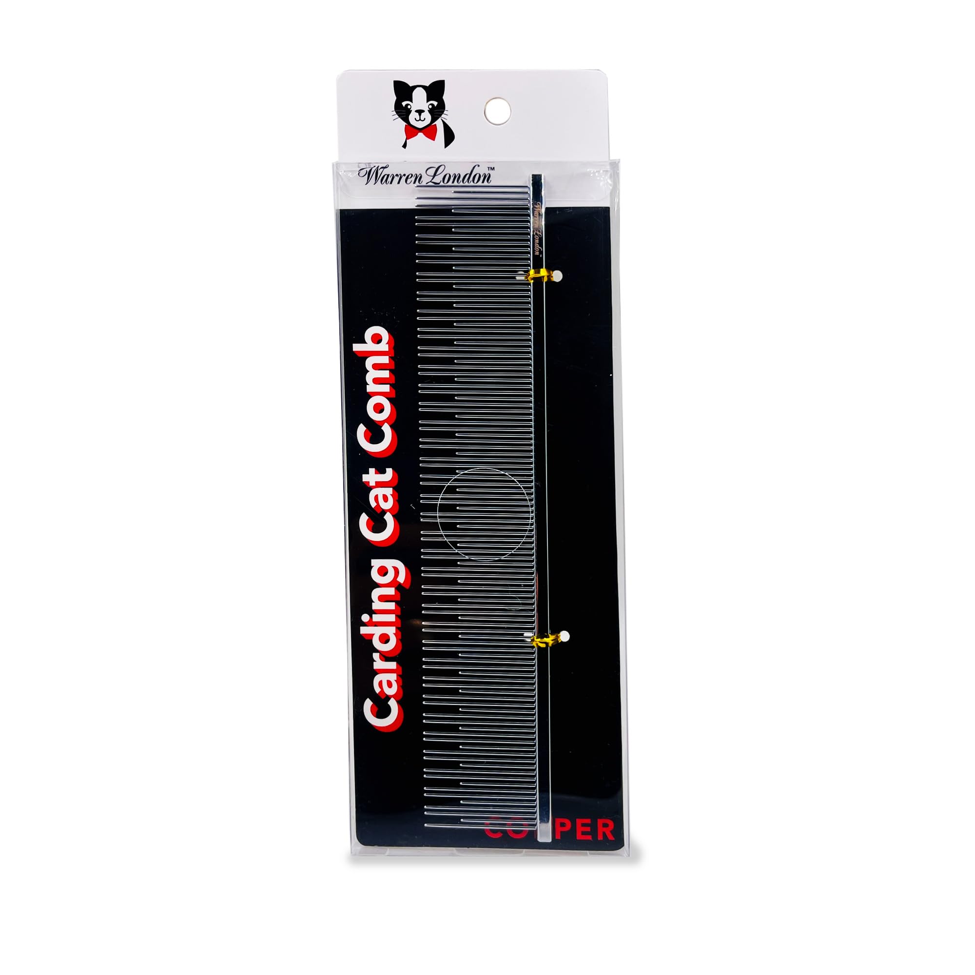 Warren London Carding Cat Comb | 7.5 Inches Made With Copper | Rounded Tips Prevent Irritation | Dual Tooth Design For Short & L
