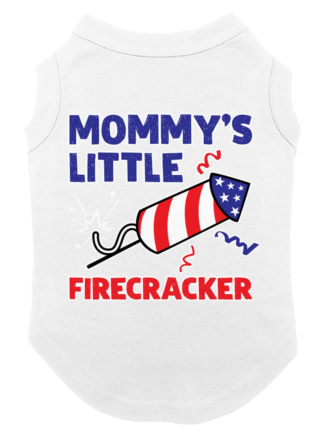 Mommy'S Little Firecracker - Usa Independence Day 4Th Of July Dog Shirt (White, Medium)