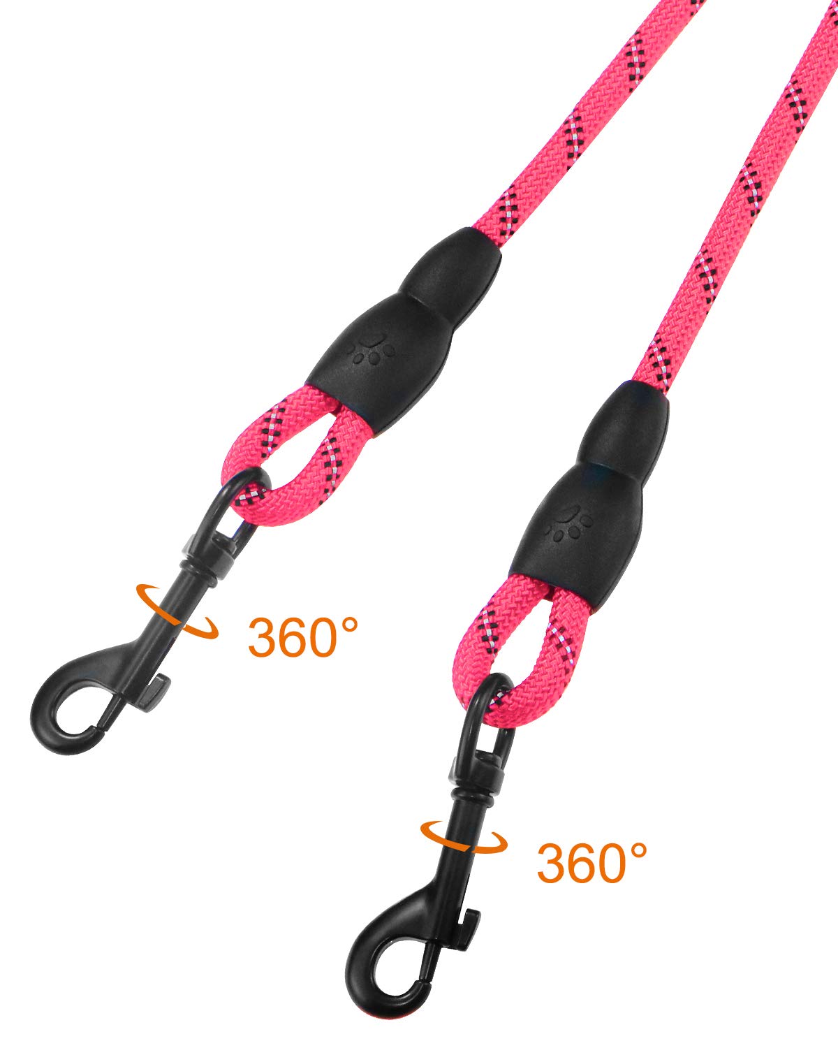 Taglory Double Dog Leash | Reflective Rope | No Tangle | Double Leash For Two Dogs | Puppy Small Medium Breeds | Pink