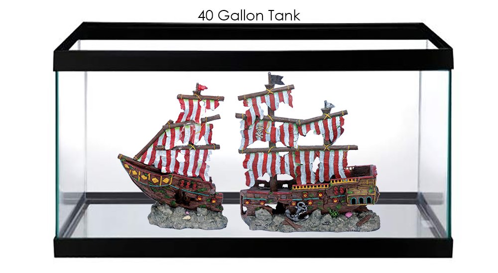 Penn-Plax Deco-Replicas Striped Sail Shipwreck Aquarium Decoration – Safe For Freshwater And Saltwater Fish Tanks – Large – 2 Pieces