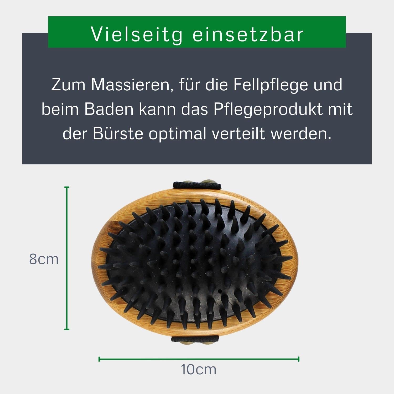 Alcott Bamboo Groom Curry Brush With Rubber Bristles For Pets,Brown