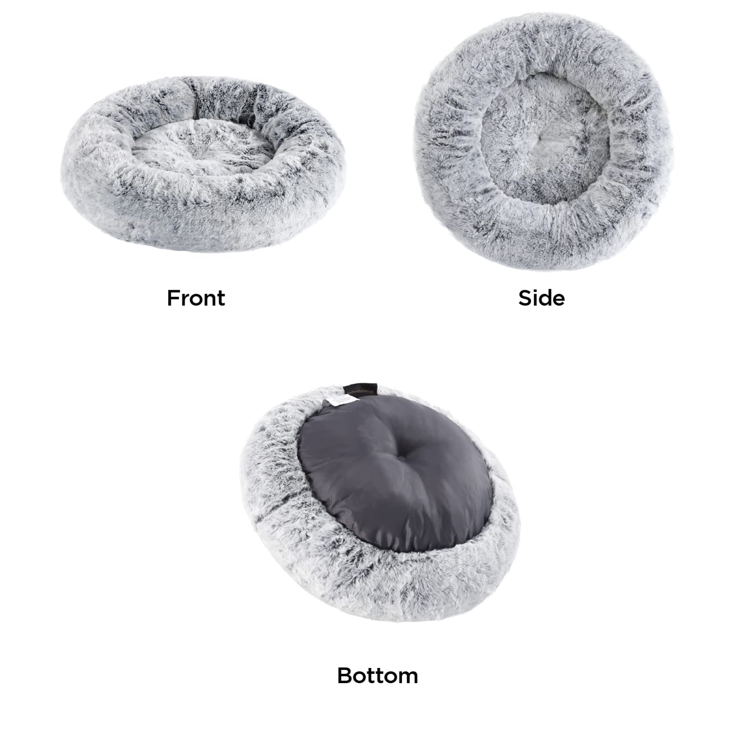 Best Friends By Sheri Snugglesoft Faux Rabbit Fur Memory Foam Calming Donut Bed For Dogs And Cats, Grey, 23'' X 23''