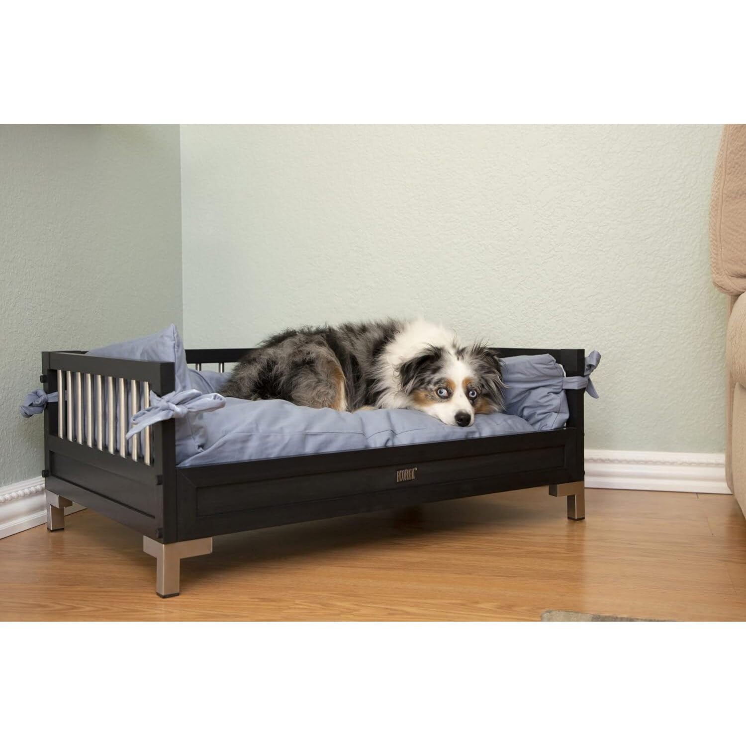 New Age Pet Ecoflex Manhattan Raised Dog Bed With Cushion For Extra Large Dogs, Espresso