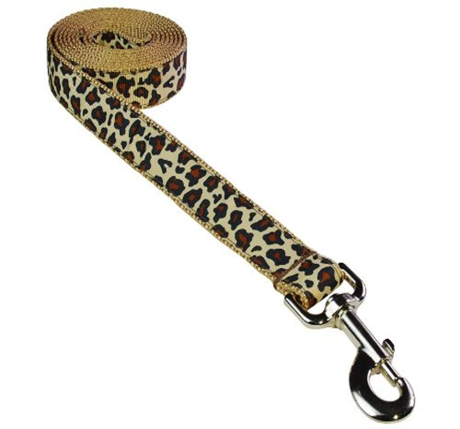 Medium Natural Leopard Dog Leash: 3/4' Wide, 6Ft Length - Made In Usa.