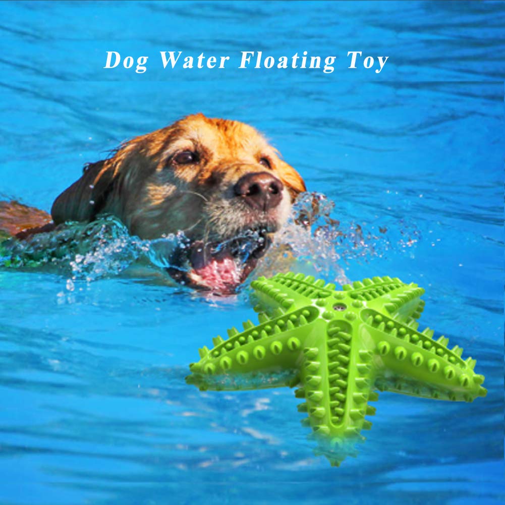 Idolpet Squeaky Chew Toy - Starfish Water Floating Toy For Dogs, Natural Tooth Brush Teeth Cleaning For Small Medium Dogs - Blue