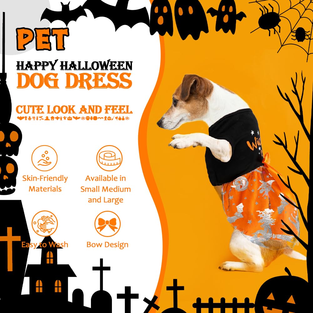 Wickedly Cute Dog Dresses - Halloween & Christmas Pumpkin Witch Bat Costume For Small & Large Dogs (Xx-Small, Wickedly Cute)